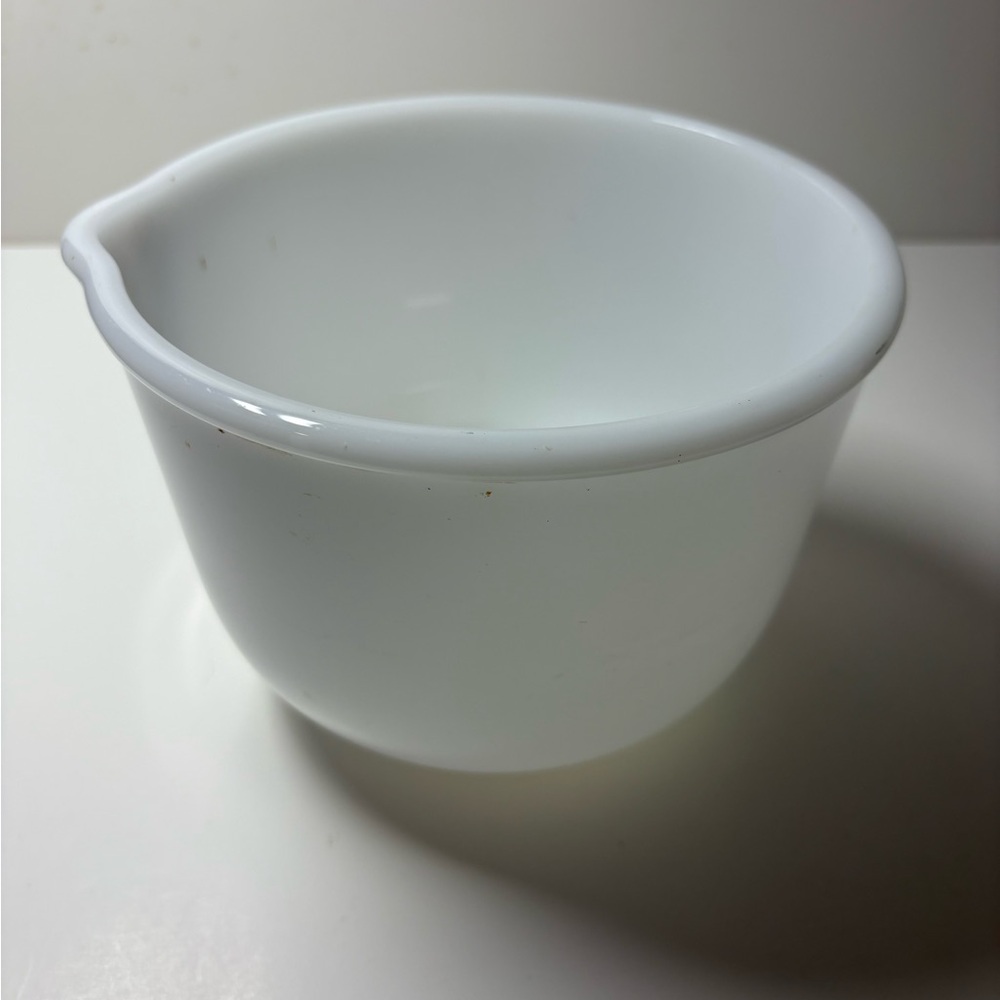 Vintage Glasbake 6” Milk Glass Mixing Bowl with Pour Spout for Sunbeam